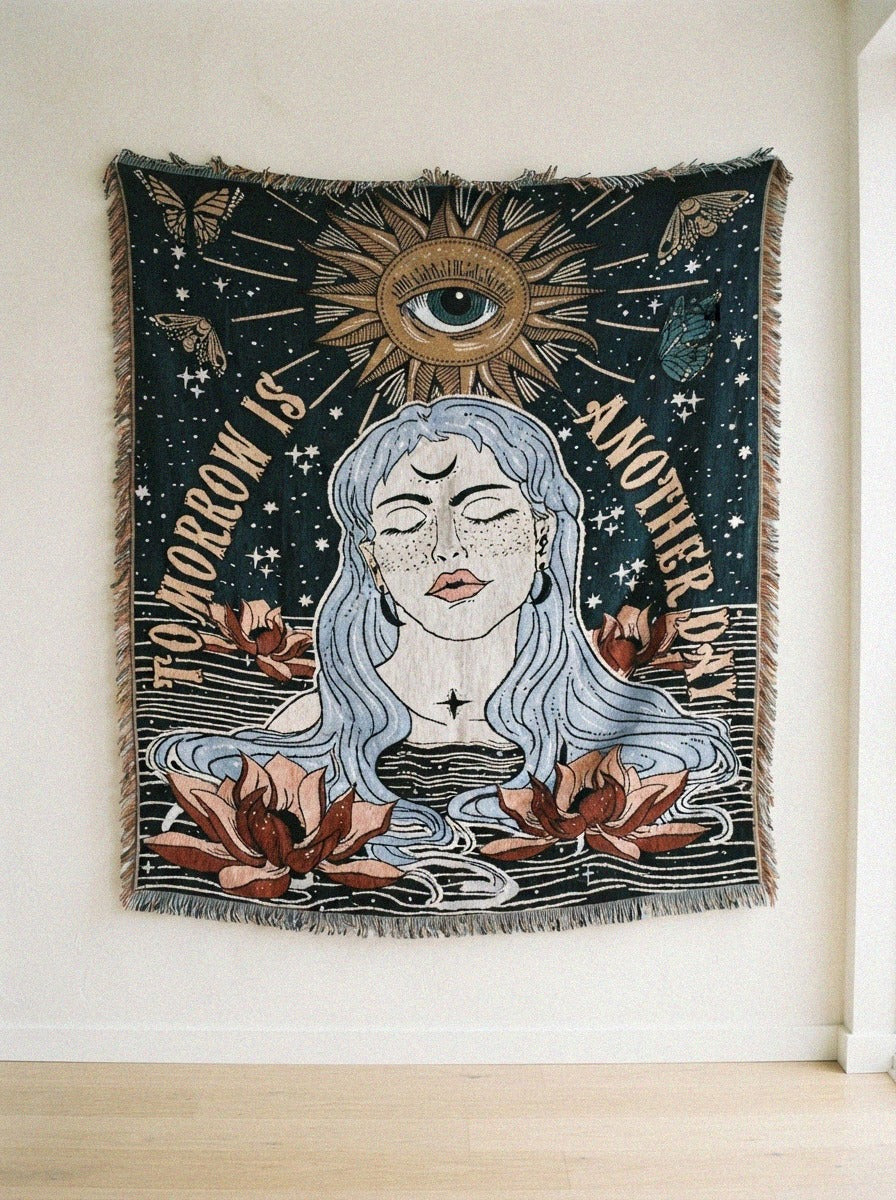 Evil Eye Cotton Throw Blanket - woman